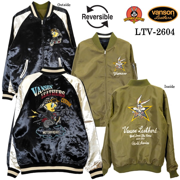 VANSON LOONEY TUNES Warner BROS REVERSIBLE SKA JACKET MA-1 バンソン ルーニー ワーナー コラボ 刺繍 スカジャン ltv-2604