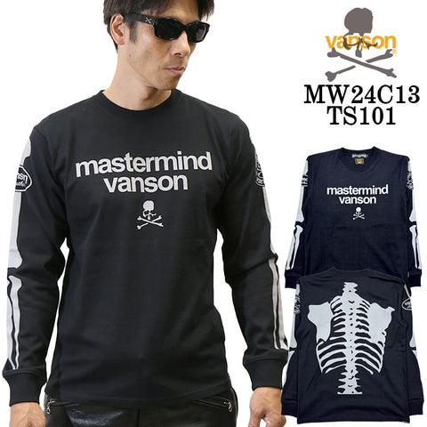 MASTERMIND VANSON L/S TEE BONE マスターマインド バンソン コラボ 天竺 長袖Tシャツ ボーン mw24c13-ts101