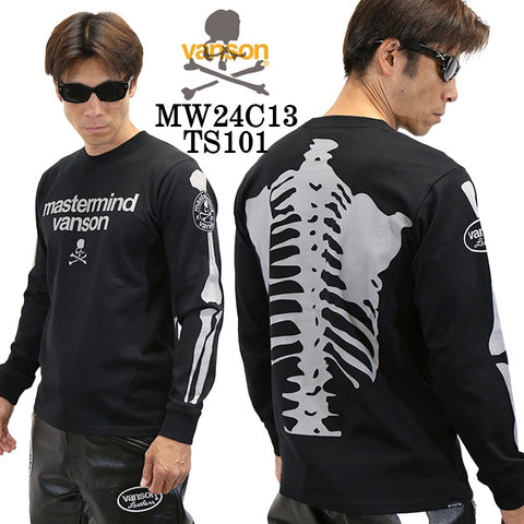 MASTERMIND VANSON L/S TEE BONE マスターマインド バンソン コラボ 天竺 長袖Tシャツ ボーン mw24c13-ts101