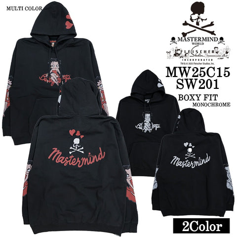 MASTERMIND WORLD BETTY BOOP HOODIE SWEATSHIRT [BOXY FIT] マスターマインド ワールド ベティーブープ コラボ 裏毛 スウェットパーカー mw25c15-sw201