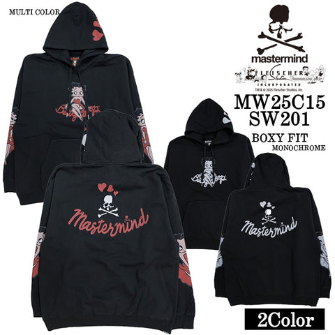 MASTERMIND BETTY BOOP HOODIE SWEATSHIRT [BOXY FIT] マスターマインド ベティーブープ コラボ 裏毛 スウェットパーカー mw25c15-sw201