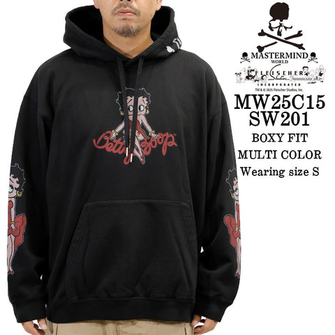 MASTERMIND WORLD BETTY BOOP HOODIE SWEATSHIRT [BOXY FIT] マスターマインド ワールド ベティーブープ コラボ 裏毛 スウェットパーカー mw25c15-sw201
