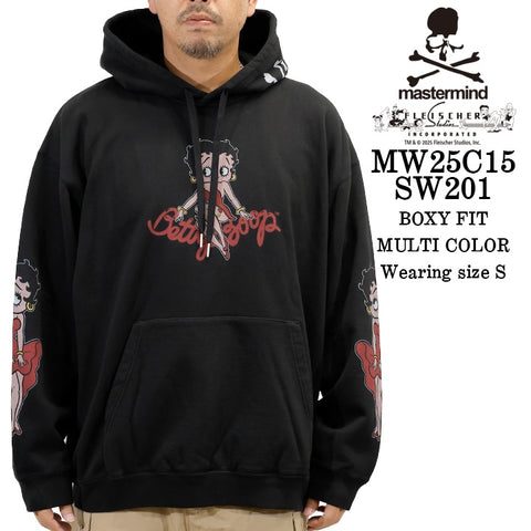 MASTERMIND BETTY BOOP HOODIE SWEATSHIRT [BOXY FIT] マスターマインド ベティーブープ コラボ 裏毛 スウェットパーカー mw25c15-sw201