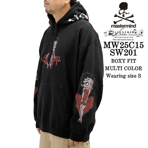MASTERMIND BETTY BOOP HOODIE SWEATSHIRT [BOXY FIT] マスターマインド ベティーブープ コラボ 裏毛 スウェットパーカー mw25c15-sw201