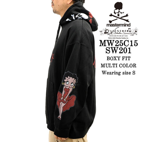 MASTERMIND BETTY BOOP HOODIE SWEATSHIRT [BOXY FIT] マスターマインド ベティーブープ コラボ 裏毛 スウェットパーカー mw25c15-sw201