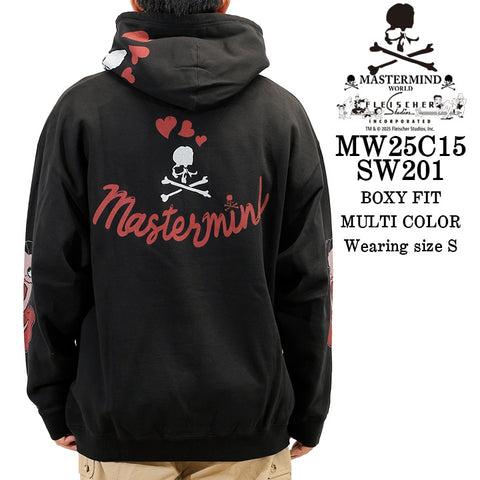MASTERMIND WORLD BETTY BOOP HOODIE SWEATSHIRT [BOXY FIT] マスターマインド ワールド ベティーブープ コラボ 裏毛 スウェットパーカー mw25c15-sw201