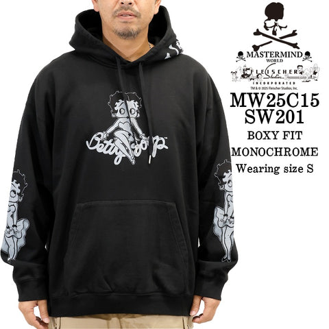 MASTERMIND WORLD BETTY BOOP HOODIE SWEATSHIRT [BOXY FIT] マスターマインド ワールド ベティーブープ コラボ 裏毛 スウェットパーカー mw25c15-sw201
