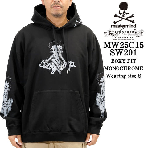 MASTERMIND BETTY BOOP HOODIE SWEATSHIRT [BOXY FIT] マスターマインド ベティーブープ コラボ 裏毛 スウェットパーカー mw25c15-sw201