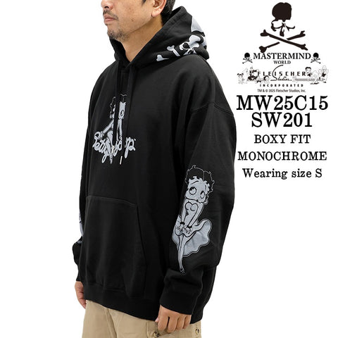 MASTERMIND WORLD BETTY BOOP HOODIE SWEATSHIRT [BOXY FIT] マスターマインド ワールド ベティーブープ コラボ 裏毛 スウェットパーカー mw25c15-sw201