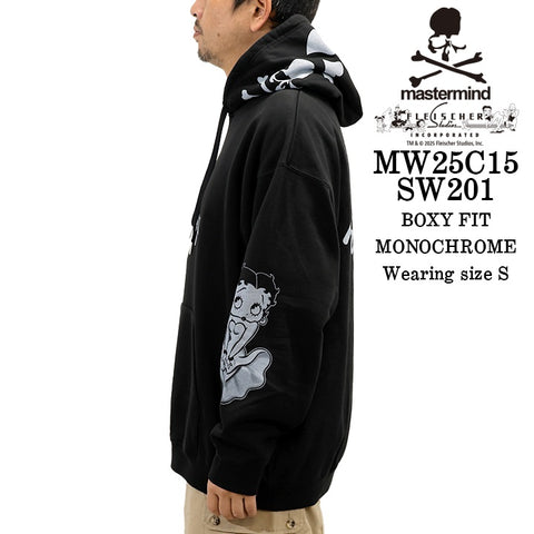 MASTERMIND BETTY BOOP HOODIE SWEATSHIRT [BOXY FIT] マスターマインド ベティーブープ コラボ 裏毛 スウェットパーカー mw25c15-sw201
