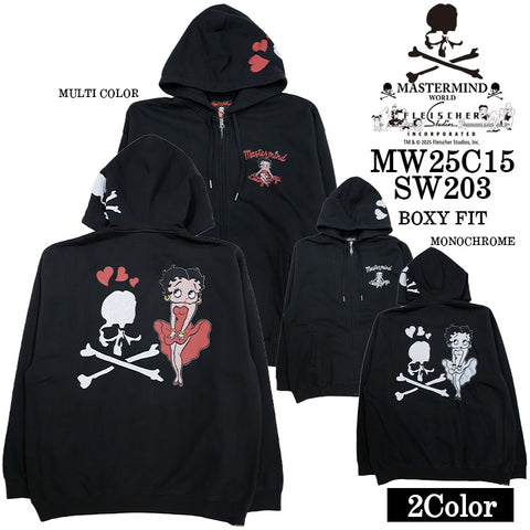 MASTERMIND WORLD BETTY BOOP F/Z HOODIE SWEATSHIRT [BOXY FIT] マスターマインド ワールド ベティーブープ コラボ スウェットパーカー mw25c15-sw203
