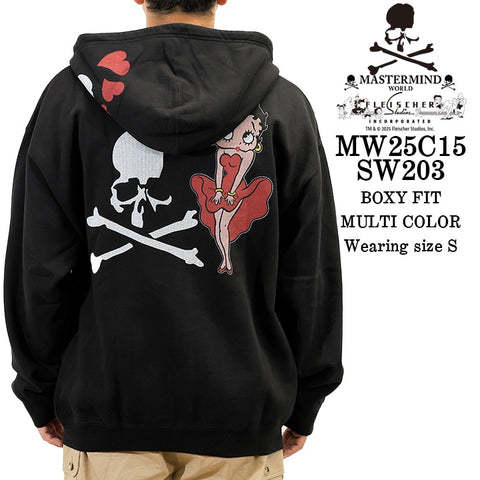 MASTERMIND WORLD BETTY BOOP F/Z HOODIE SWEATSHIRT [BOXY FIT] マスターマインド ワールド ベティーブープ コラボ スウェットパーカー mw25c15-sw203