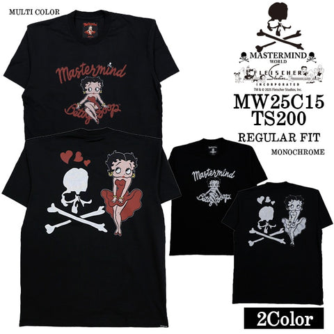MASTERMIND WORLD BETTY BOOP S/S TEE T-SHIRT マスターマインド ワールド ベティーブープ コラボ 天竺 半袖Tシャツ mw25c15-ts200