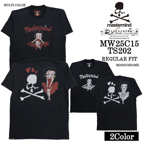 MASTERMIND BETTY BOOP S/S TEE T-SHIRT DAMEGED マスターマインド ベティーブープ コラボ ダメージ加工 天竺 半袖Tシャツ mw25c15-ts202