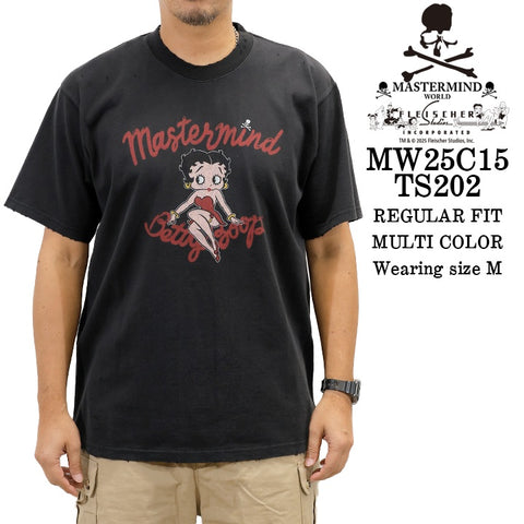 MASTERMIND WORLD BETTY BOOP S/S TEE T-SHIRT DAMEGED マスターマインド ワールド ベティーブープ コラボ ダメージ加工 天竺 半袖Tシャツ mw25c15-ts202