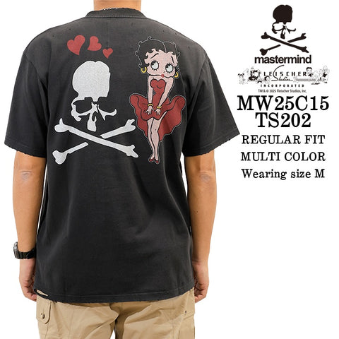 MASTERMIND BETTY BOOP S/S TEE T-SHIRT DAMEGED マスターマインド ベティーブープ コラボ ダメージ加工 天竺 半袖Tシャツ mw25c15-ts202