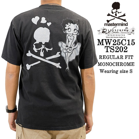 MASTERMIND BETTY BOOP S/S TEE T-SHIRT DAMEGED マスターマインド ベティーブープ コラボ ダメージ加工 天竺 半袖Tシャツ mw25c15-ts202