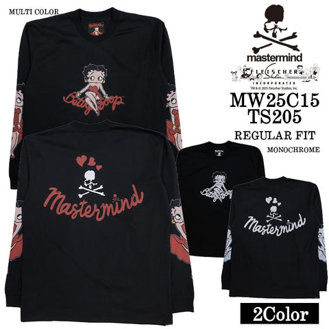 MASTERMIND BETTY BOOP L/S TEE T-SHIRT マスターマインド ベティーブープ コラボ ロンTEE 天竺 長袖Tシャツ mw25c15-ts205