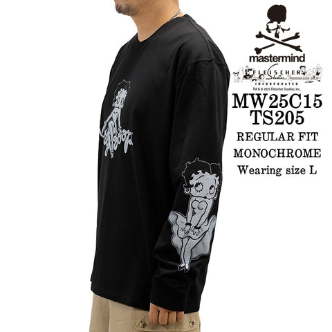 MASTERMIND BETTY BOOP L/S TEE T-SHIRT マスターマインド ベティーブープ コラボ ロンTEE 天竺 長袖Tシャツ mw25c15-ts205