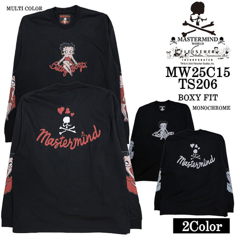 MASTERMIND WORLD BETTY BOOP L/S TEE T-SHIRT [BOXY FIT] マスターマインド ワールド ベティーブープ コラボ ロンTEE 天竺 長袖Tシャツ mw25c15-ts206