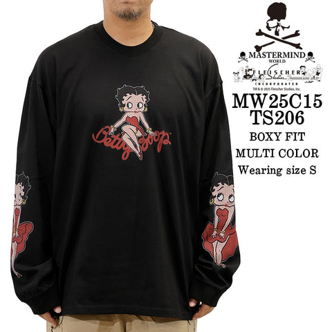 MASTERMIND WORLD BETTY BOOP L/S TEE T-SHIRT [BOXY FIT] マスターマインド ワールド ベティーブープ コラボ ロンTEE 天竺 長袖Tシャツ mw25c15-ts206