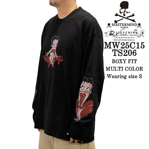 MASTERMIND WORLD BETTY BOOP L/S TEE T-SHIRT [BOXY FIT] マスターマインド ワールド ベティーブープ コラボ ロンTEE 天竺 長袖Tシャツ mw25c15-ts206