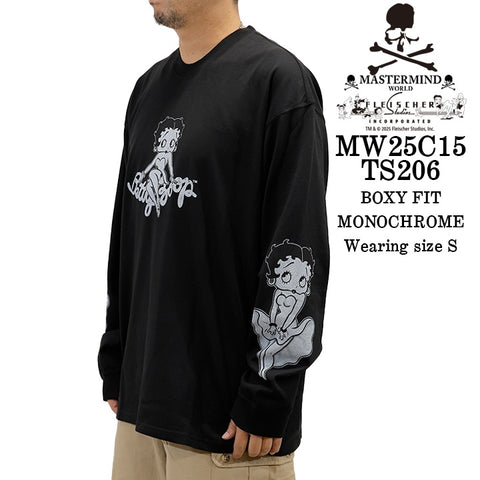 MASTERMIND WORLD BETTY BOOP L/S TEE T-SHIRT [BOXY FIT] マスターマインド ワールド ベティーブープ コラボ ロンTEE 天竺 長袖Tシャツ mw25c15-ts206