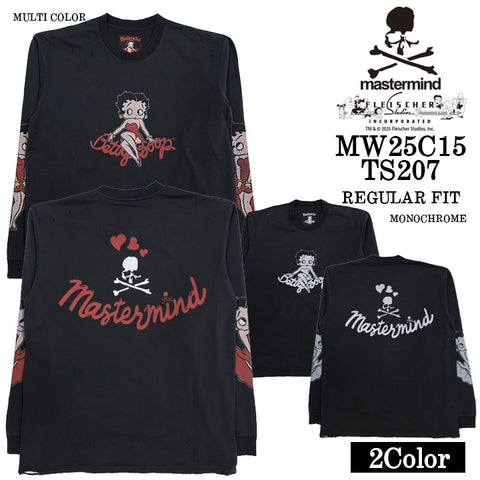 MASTERMIND BETTY BOOP L/S TEE T-SHIRT DAMEGED マスターマインド ベティー コラボ ダメージ加工 ロンTEE 天竺 長袖Tシャツ mw25c15-ts207