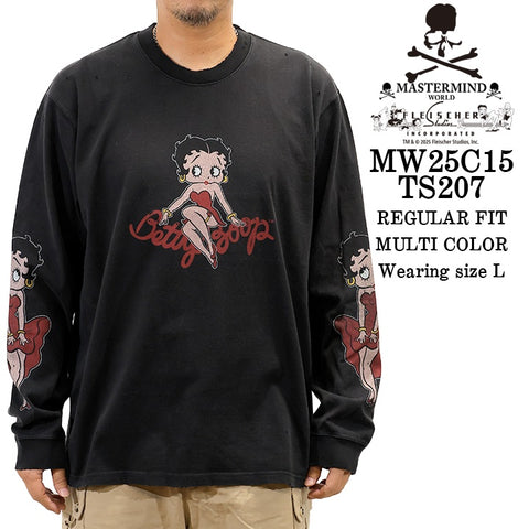 MASTERMIND WORLD BETTY BOOP L/S TEE T-SHIRT DAMEGED マスターマインド ワールド ベティー コラボ ダメージ加工 ロンTEE 天竺 長袖Tシャツ mw25c15-ts207