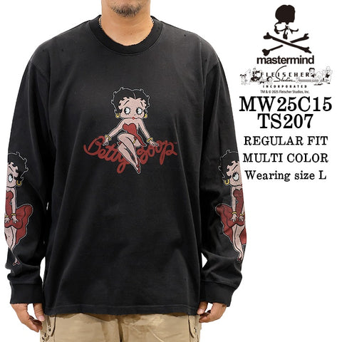 MASTERMIND BETTY BOOP L/S TEE T-SHIRT DAMEGED マスターマインド ベティー コラボ ダメージ加工 ロンTEE 天竺 長袖Tシャツ mw25c15-ts207