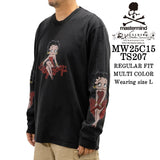 MASTERMIND BETTY BOOP L/S TEE T-SHIRT DAMEGED マスターマインド ベティー コラボ ダメージ加工 ロンTEE 天竺 長袖Tシャツ mw25c15-ts207