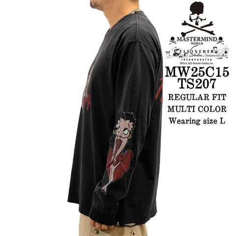 MASTERMIND WORLD BETTY BOOP L/S TEE T-SHIRT DAMEGED マスターマインド ワールド ベティー コラボ ダメージ加工 ロンTEE 天竺 長袖Tシャツ mw25c15-ts207