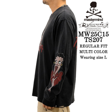 MASTERMIND BETTY BOOP L/S TEE T-SHIRT DAMEGED マスターマインド ベティー コラボ ダメージ加工 ロンTEE 天竺 長袖Tシャツ mw25c15-ts207