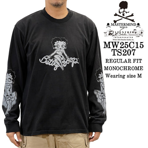 MASTERMIND WORLD BETTY BOOP L/S TEE T-SHIRT DAMEGED マスターマインド ワールド ベティー コラボ ダメージ加工 ロンTEE 天竺 長袖Tシャツ mw25c15-ts207