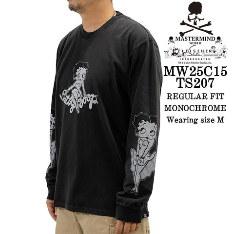 MASTERMIND WORLD BETTY BOOP L/S TEE T-SHIRT DAMEGED マスターマインド ワールド ベティー コラボ ダメージ加工 ロンTEE 天竺 長袖Tシャツ mw25c15-ts207