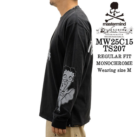 MASTERMIND BETTY BOOP L/S TEE T-SHIRT DAMEGED マスターマインド ベティー コラボ ダメージ加工 ロンTEE 天竺 長袖Tシャツ mw25c15-ts207