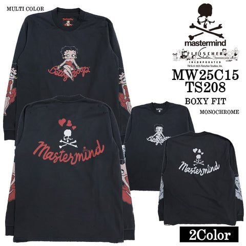MASTERMIND BETTY BOOP L/S TEE DAMEGED [BOXY FIT] マスターマインド ベティー コラボ ダメージ加工 天竺 長袖Tシャツ mw25c15-ts208
