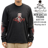 MASTERMIND WORLD BETTY BOOP L/S TEE DAMEGED [BOXY FIT] マスターマインド ワールド ベティー コラボ ダメージ加工 天竺 長袖Tシャツ mw25c15-ts208