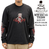 MASTERMIND BETTY BOOP L/S TEE DAMEGED [BOXY FIT] マスターマインド ベティー コラボ ダメージ加工 天竺 長袖Tシャツ mw25c15-ts208
