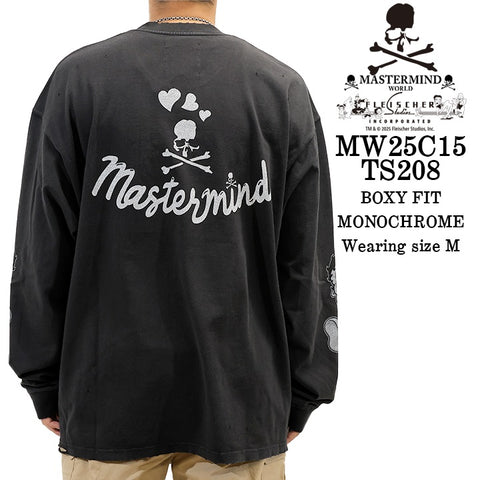 MASTERMIND WORLD BETTY BOOP L/S TEE DAMEGED [BOXY FIT] マスターマインド ワールド ベティー コラボ ダメージ加工 天竺 長袖Tシャツ mw25c15-ts208