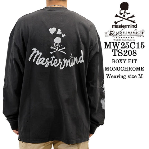 MASTERMIND BETTY BOOP L/S TEE DAMEGED [BOXY FIT] マスターマインド ベティー コラボ ダメージ加工 天竺 長袖Tシャツ mw25c15-ts208