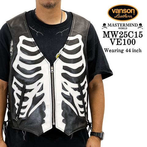 MASTERMIND WORLD VANSON LEATHER BONES VEST マスターマインド ワールド バンソン コラボ レザー ボーン ベスト mw25c15-ve100