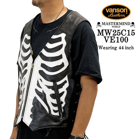 MASTERMIND WORLD VANSON LEATHER BONES VEST マスターマインド ワールド バンソン コラボ レザー ボーン ベスト mw25c15-ve100