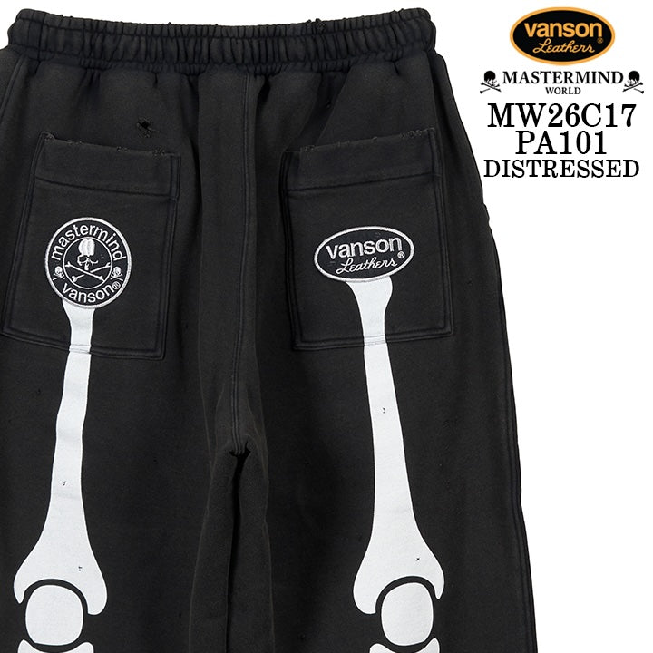 MASTERMIND VANSON SWEAT PANTS DAMAGE マスターマインド バンソン コラボ スウェットパンツ ダメージ加工 mw26c17-pa101