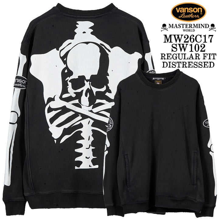 MASTERMIND VANSON CREWNECK SWEATSHIRT DAMAGE [REGULAR FIT] マスターマインド バンソン スウェット ダメージ加工 mw26c17-sw102