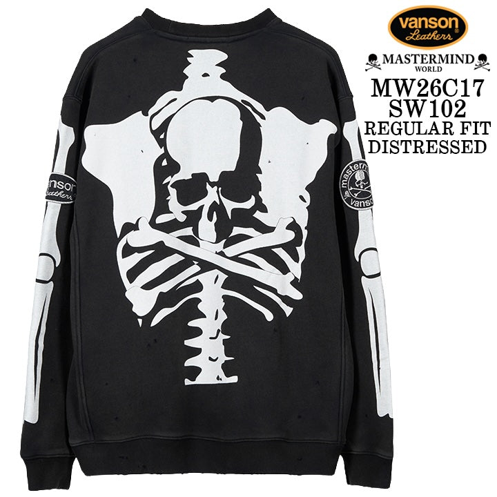 MASTERMIND VANSON CREWNECK SWEATSHIRT DAMAGE [REGULAR FIT] マスターマインド バンソン スウェット ダメージ加工 mw26c17-sw102