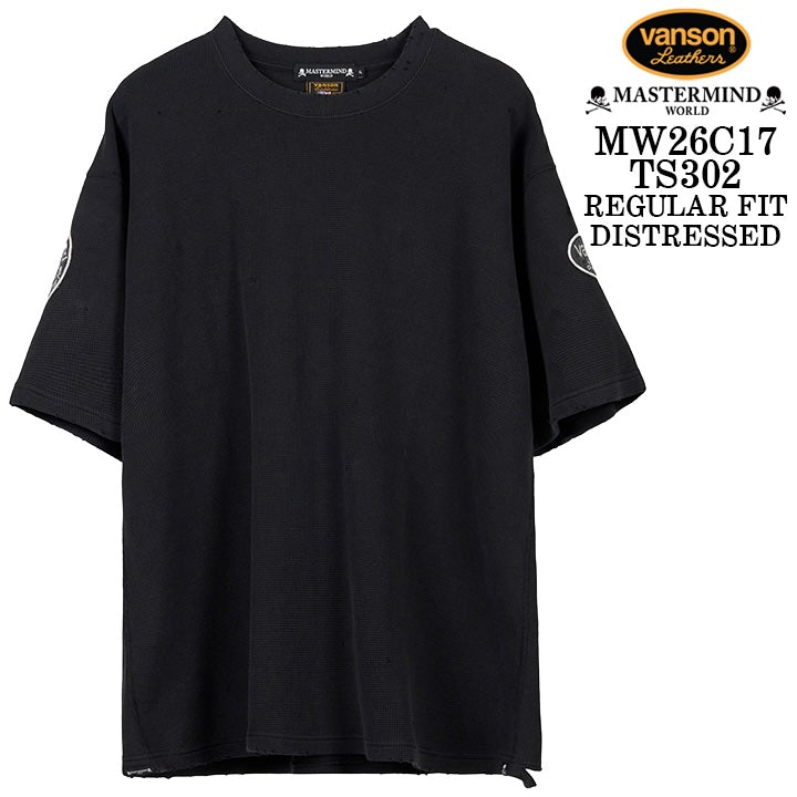 MASTERMIND VANSON Thermal S/S TEE DAMAGE[REGULAR FIT] マスターマインド バンソン サーマル 半袖Tシャツ ダメージ加工 mw26c17-ts302