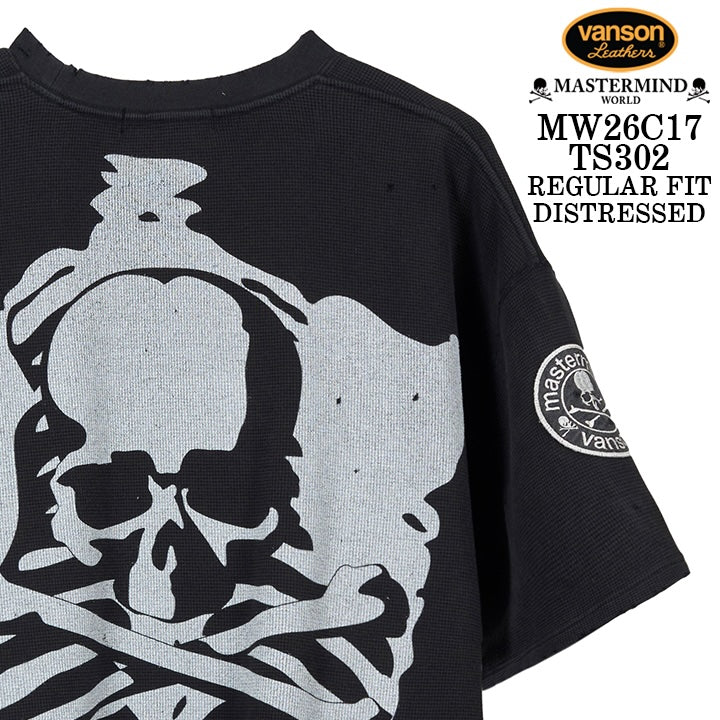 MASTERMIND VANSON Thermal S/S TEE DAMAGE[REGULAR FIT] マスターマインド バンソン サーマル 半袖Tシャツ ダメージ加工 mw26c17-ts302