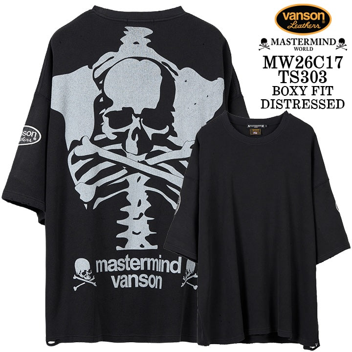 MASTERMIND VANSON Thermal S/S TEE DAMAGE [BOXY FIT] マスターマインド バンソン サーマル 半袖Tシャツ ダメージ加工 mw26c17-ts303