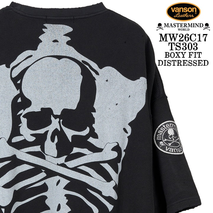 MASTERMIND VANSON Thermal S/S TEE DAMAGE [BOXY FIT] マスターマインド バンソン サーマル 半袖Tシャツ ダメージ加工 mw26c17-ts303